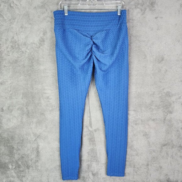 Womens Blue High-Waisted Textured Butt Shaping Leggings Size XL - Picture 7 of 11